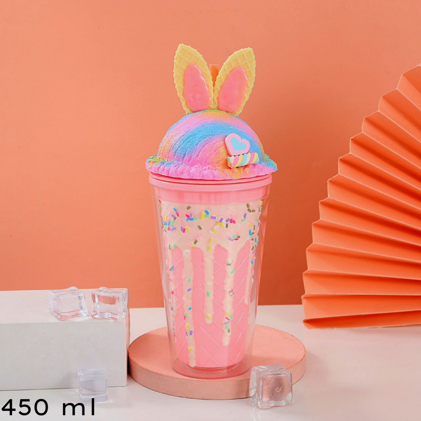 Pastel rainbow milkshake s bunny ears i sprinkles u latte chocolate flaša, 450 ml