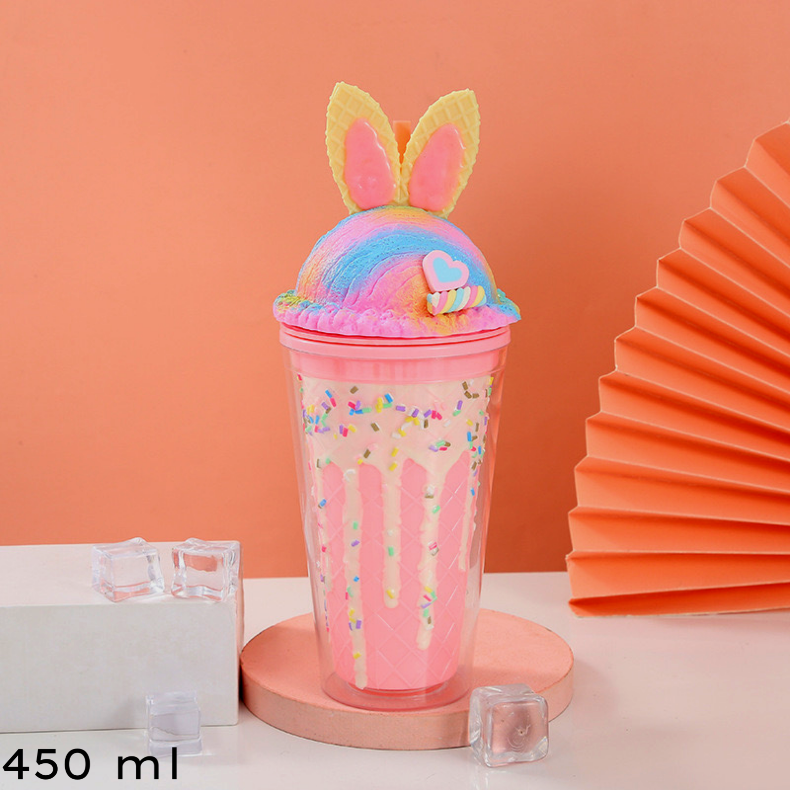Pastel rainbow milkshake s bunny ears i sprinkles u latte chocolate flaša, 450 ml
