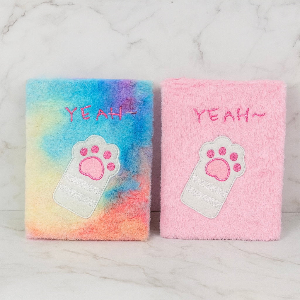 Pastel rainbow cat paw rokovnik A5 s šapicom i yeah tekstom