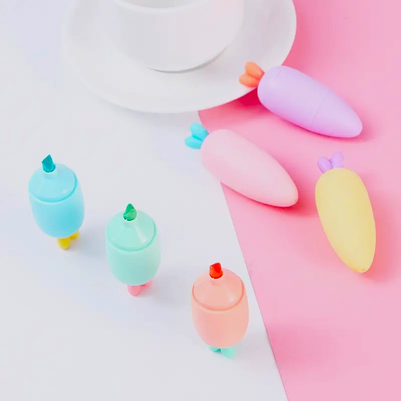 Pastel obojivači u obliku mrkve i boce za proizvod COLORFUL CARROT MARKER