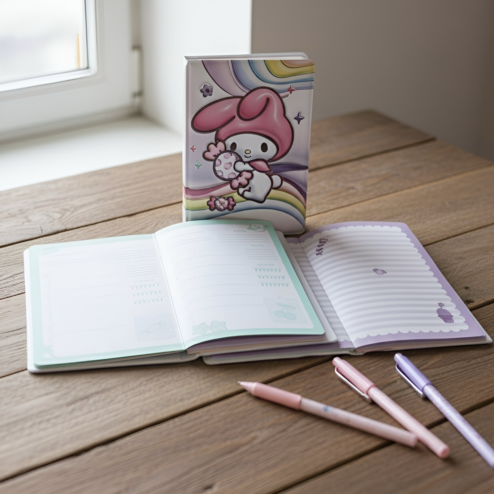My Melody pastel rainbow notes set s čajnikom i porcelanskim setom