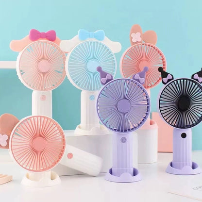 Kuromi Cinnamoroll mini ventilator u proširenim pastel bojama s mašnom