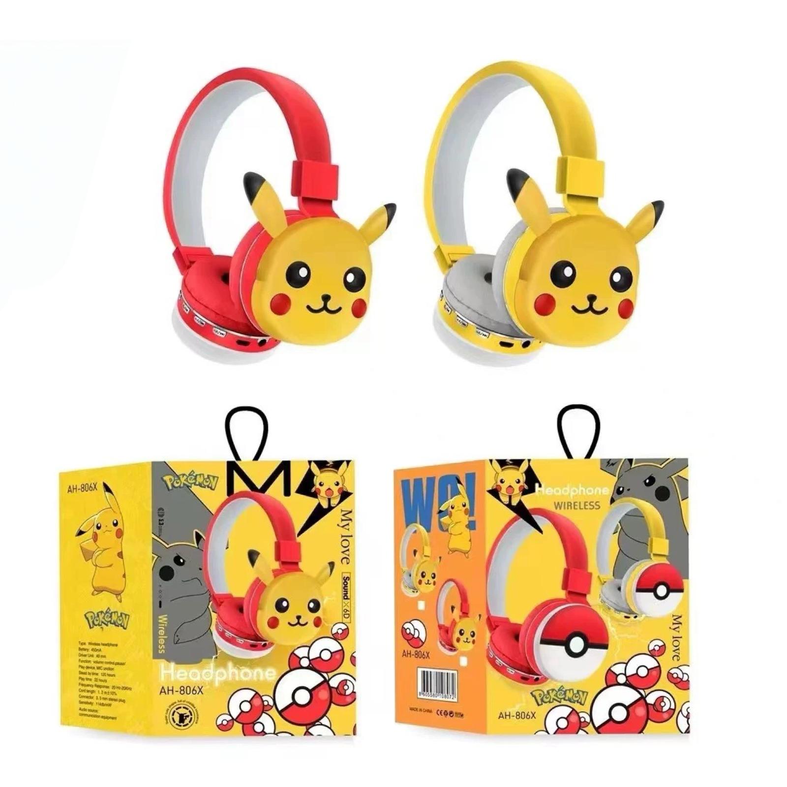 Pikachu-themed wireless headphones with packaging for PIKACHU SLUŠALICE (ŽUTA)