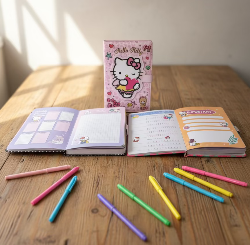 Hello Kitty planer Rokovnik s magnetom A5 s bočnim naljepnicama i flomasterima