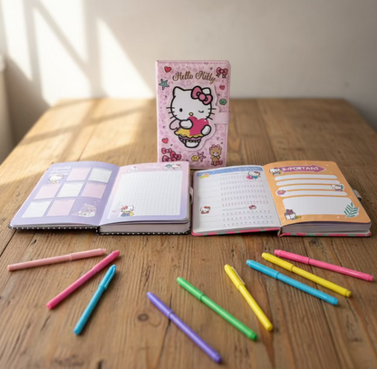 Hello Kitty planer Rokovnik s magnetom A5 s bočnim naljepnicama i flomasterima