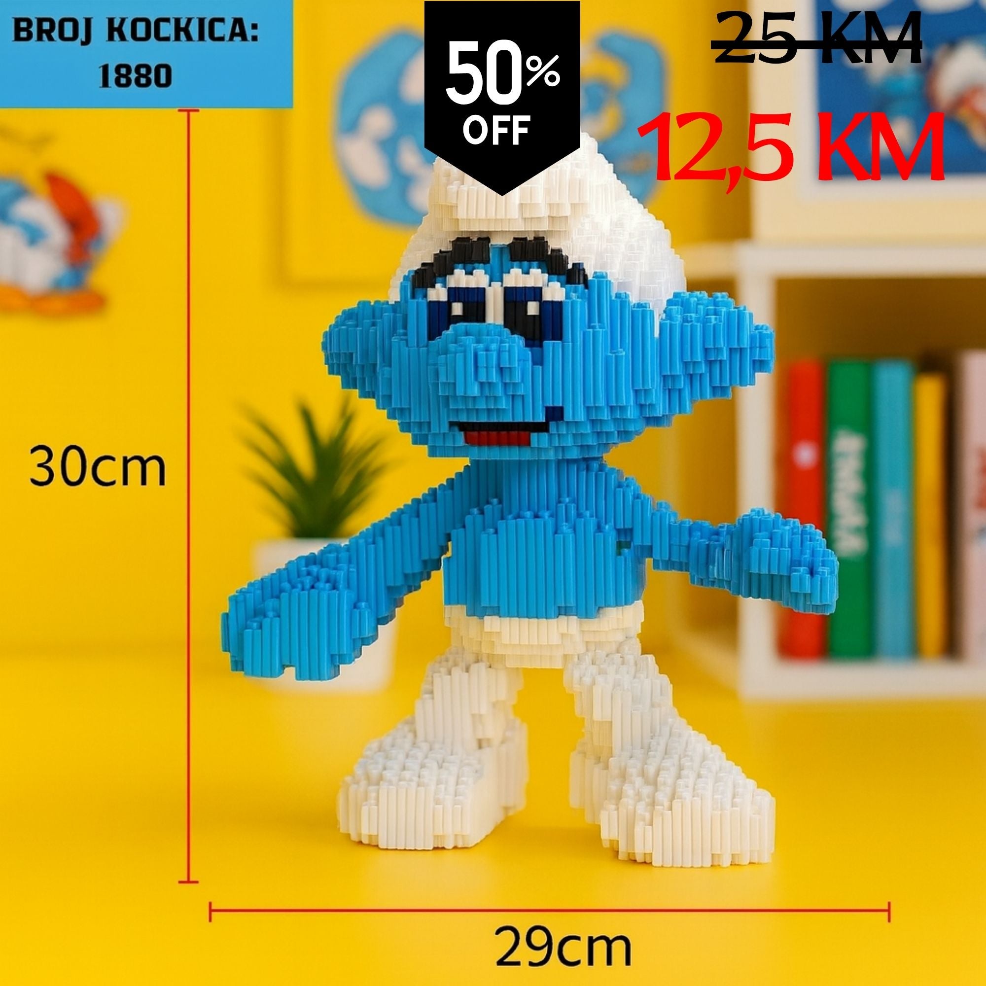 Plava i bijela Smurf figurina od 1880 LEGO kockica