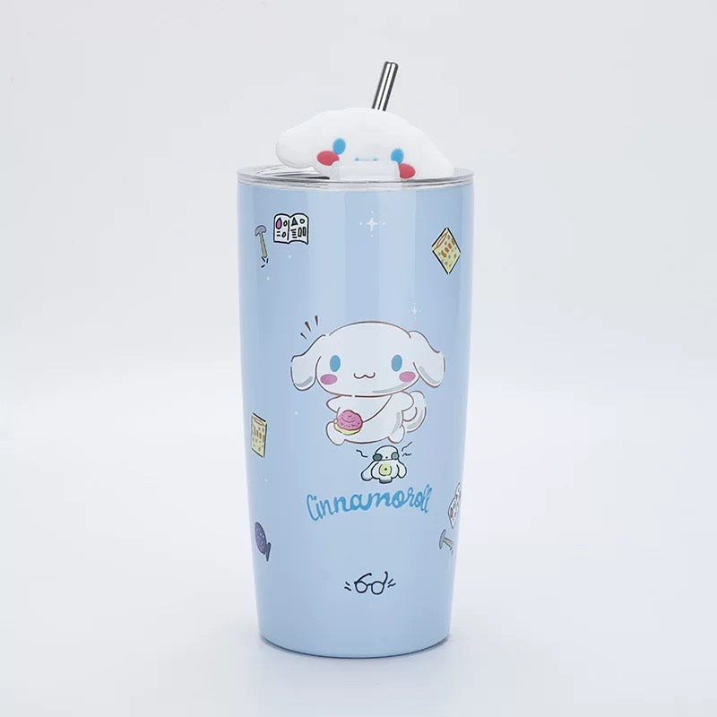 Plava Cinnamoroll termos čaša od nehrđajućeg čelika s poklopcem i slamkom