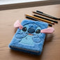 Plavi plišani Stitch rokovnik A5 s ušima i licem, mekane teksture