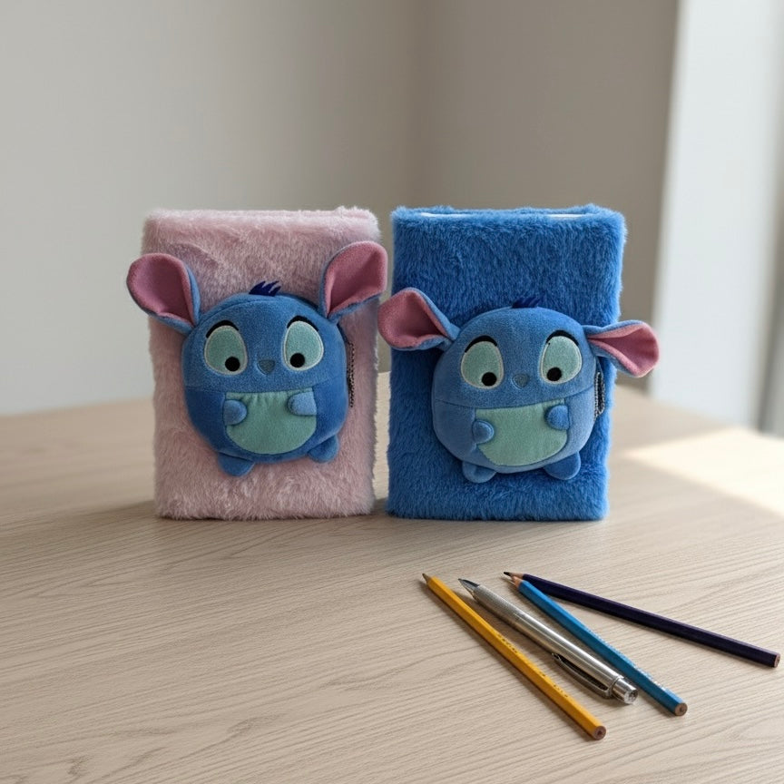 Plavi Stitch rokovnik A5 s ružičastim ušima i očima