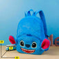 Plavi plišani stitch ruksak s ružičastim unutarnjim ušima i vezanim crtanim licem u torbica i ruksak kolekciji