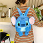 Plavi plišani stitch ruksak s ružičastim unutarnjim ušima i izvezenim licem u obliku torbice