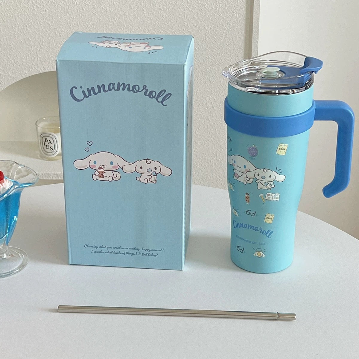 Plavi Cinnamoroll termos boca od nehrđajućeg čelika s poklopcem