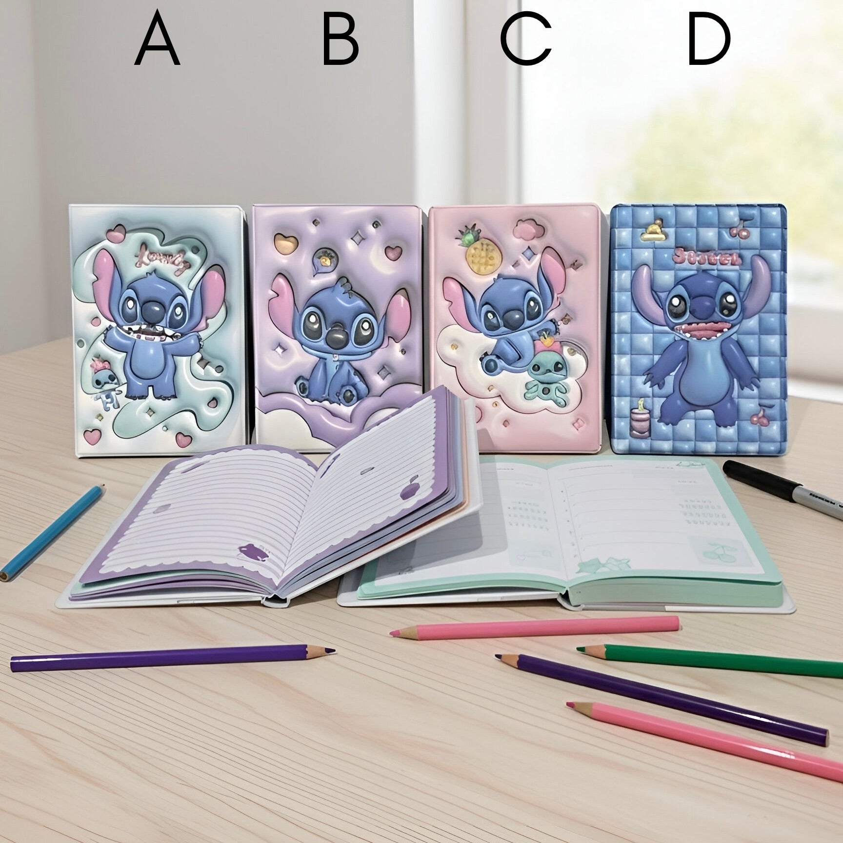 Plavi šivan notes s kviltanom teksturom i srcima, STITCH PLANER ROKOVNIK A5