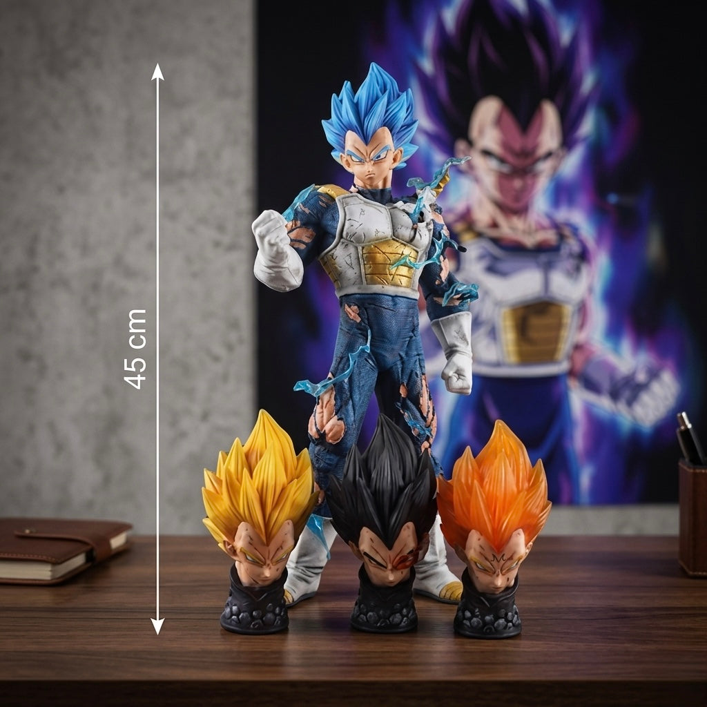 Plava kosa vegeta figura iz dragon ball z visoka 45 cm s detaljnom oklopom i efektima munje