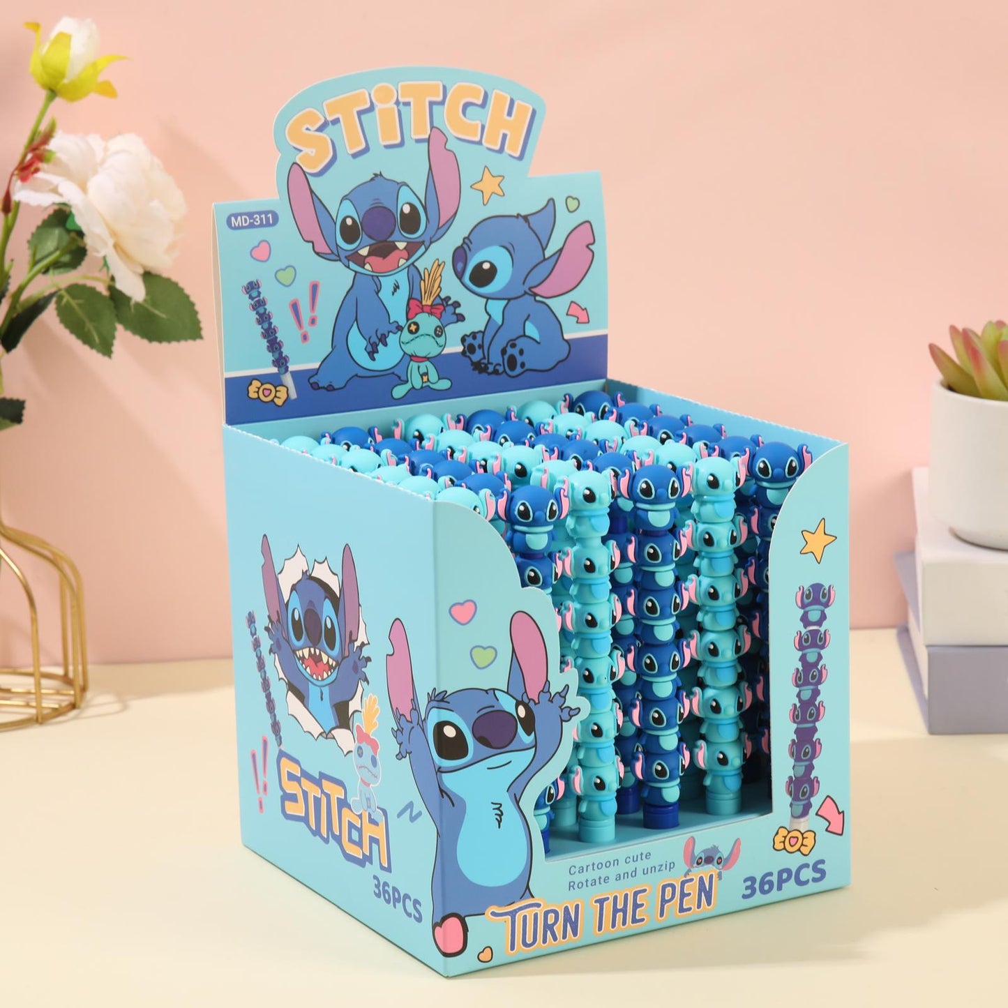 Plava i bijela ručna olovka Stitch u kutiji za izlaganje
