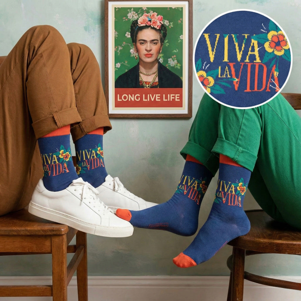 Plave čarape Frida Kahlo Živi život s cvjetnim uzorcima