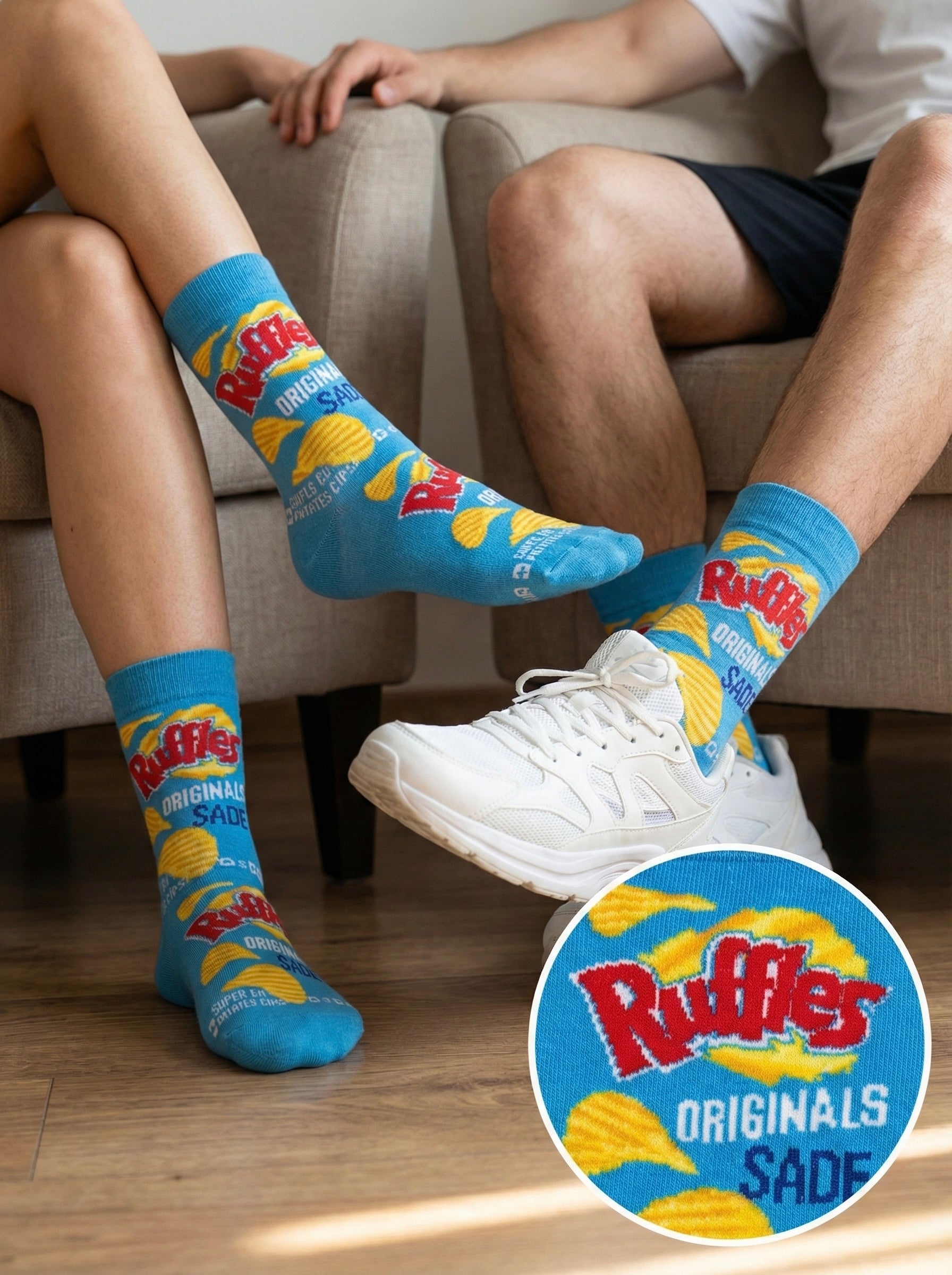 Plave Ruffles Čarape s motivom slanih pomfrit čipsova