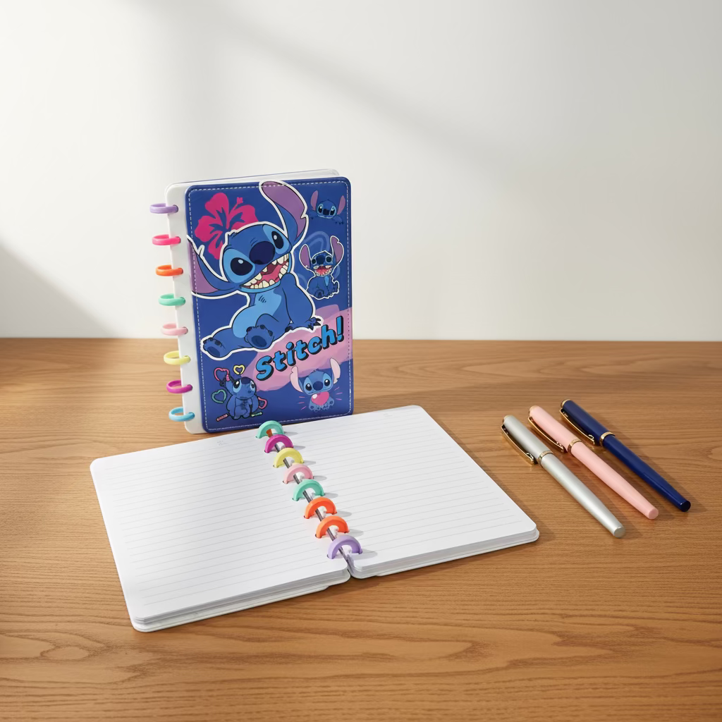 Plavi Lilo i Stitch planer s rainbow spiralom - Stitch Spirala Rokovnik A5