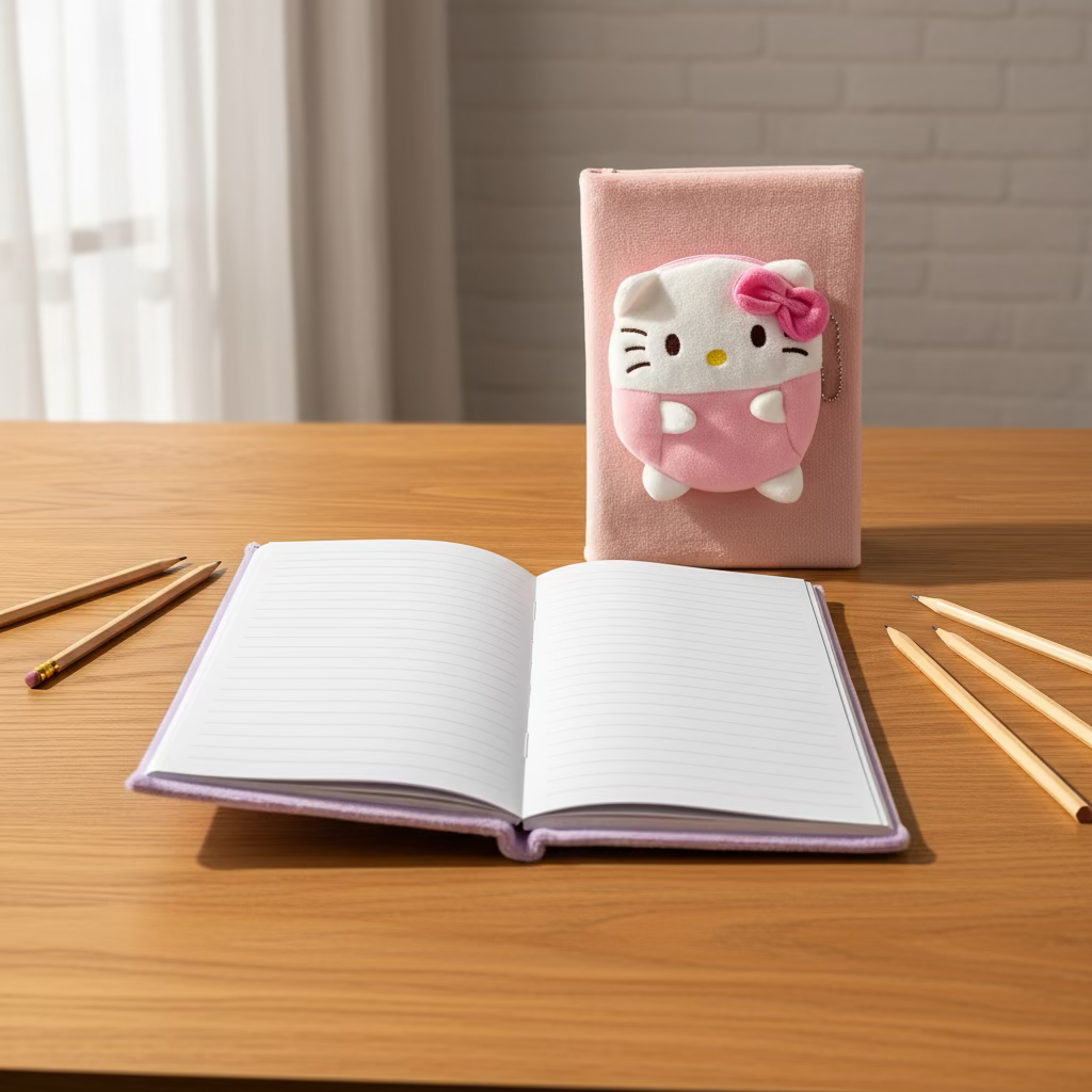 Hello Kitty rokovnik A5 s ružičasto-bijelim dizajnom i mašnom