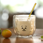Hello Kitty BT21 RJ čaša duplo staklo s medvjedićem i zlatnom slamom