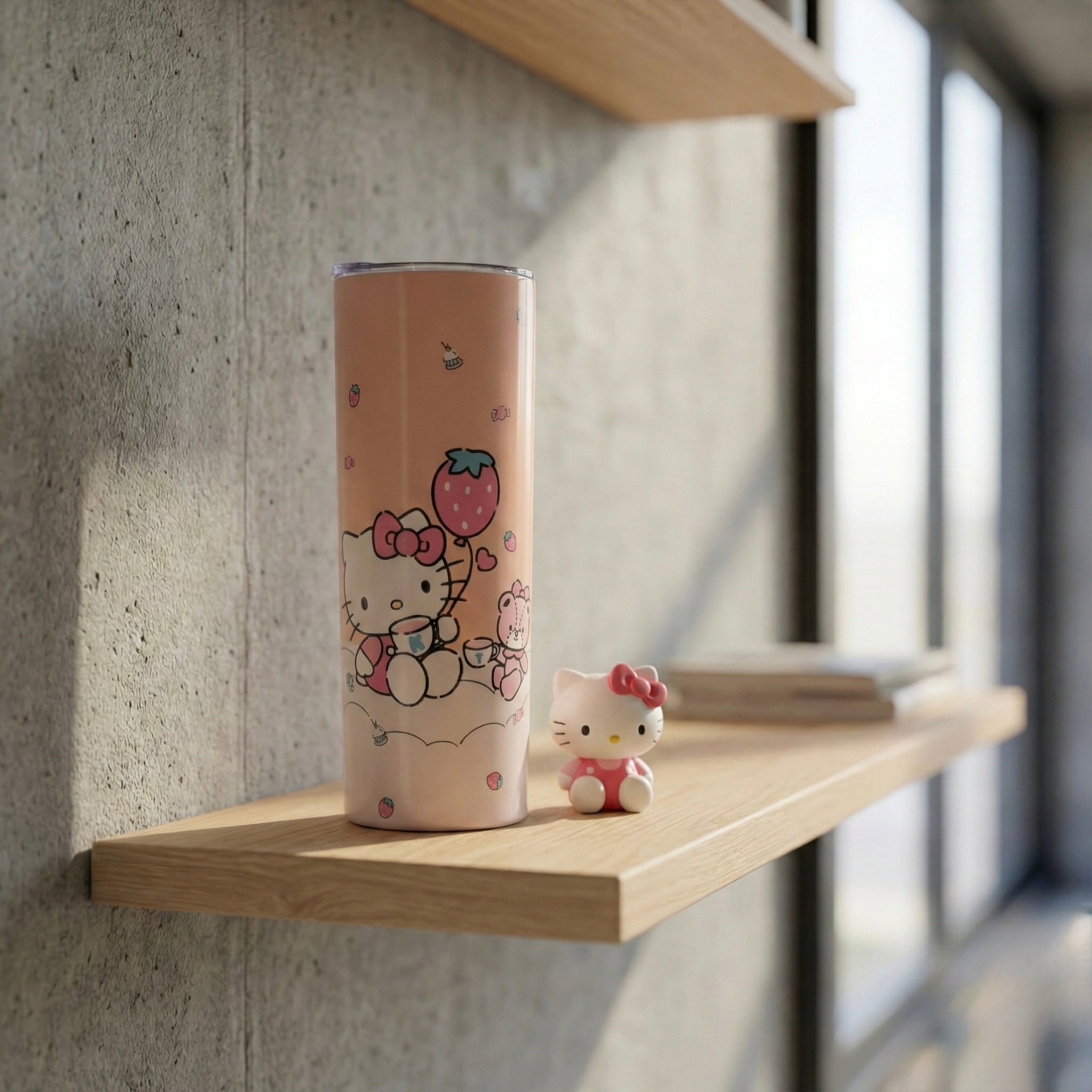Roza Hello Kitty termos od nehrđajućeg čelika s jagodama i mašnom