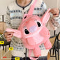 Pink plišana torbica i ruksak stitch angel s mekanom mekanom teksturom i vezenim licem