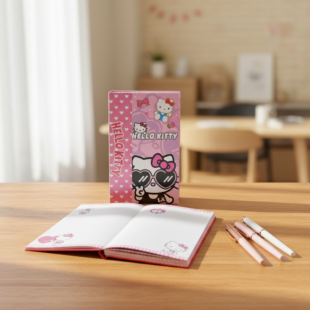 Hello Kitty rokovnik A5 ružičasti s magnetom i srcima
