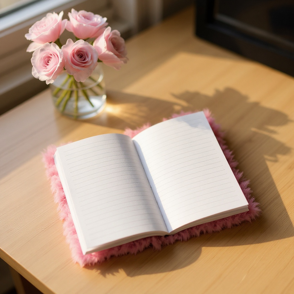 Kuromi rokovnik A5 s ružičastim resastim omotom i cvjetnim dizajnom