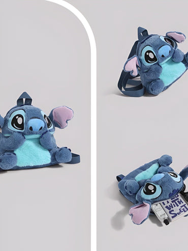 Plavi plišani stitch ruksak s plavim trbuhom i ružičastim unutarnjim ušima veličine 26 cm