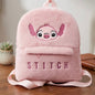 Ružičasta mekana torbica i ruksak stitch angel s vezenim licem stitch i natpisom u istoj boji