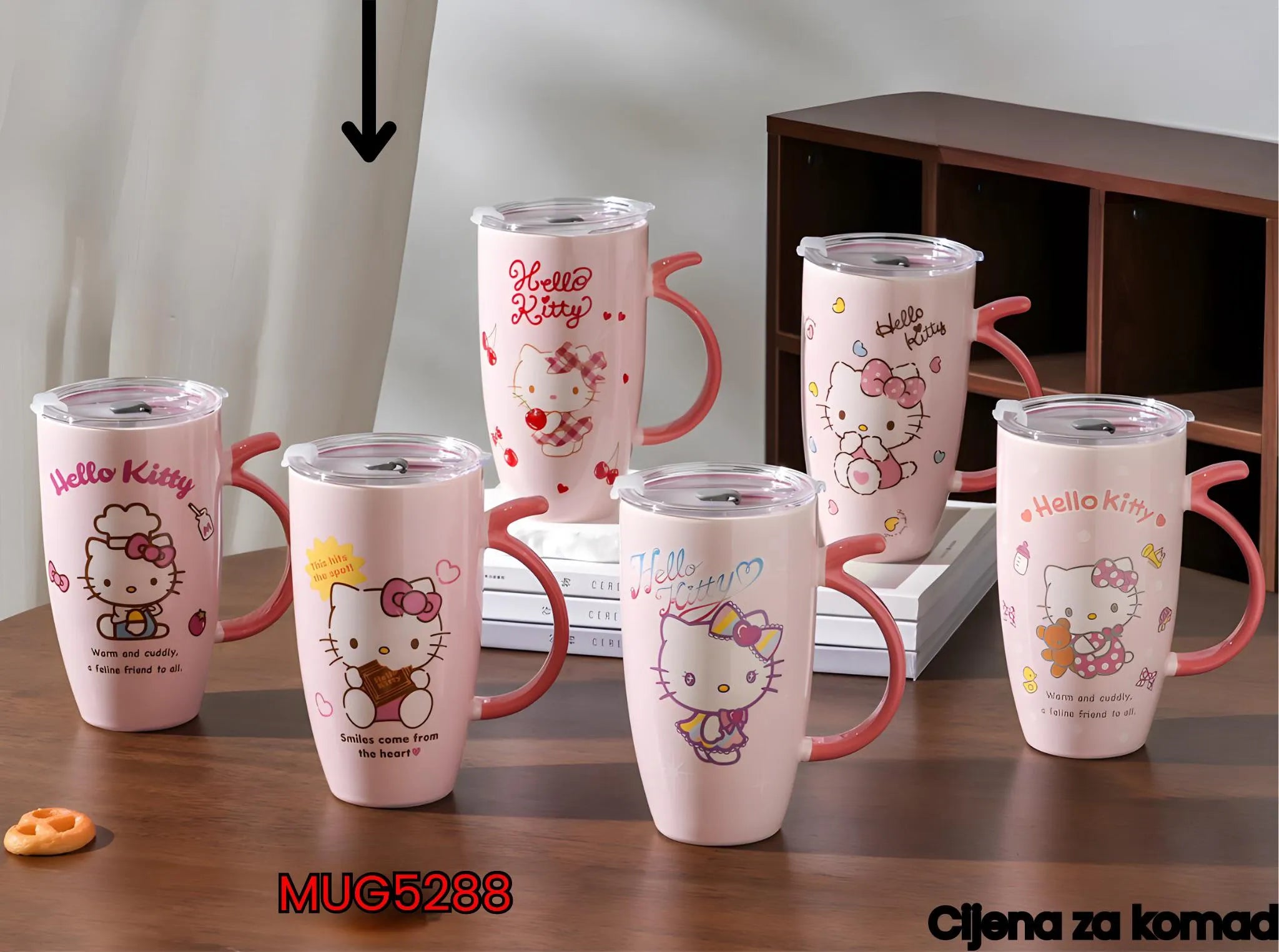 Pink Hello Kitty šalice s poklopcem u setu HELLO KITTY KERAMIČKA ŠOLJA
