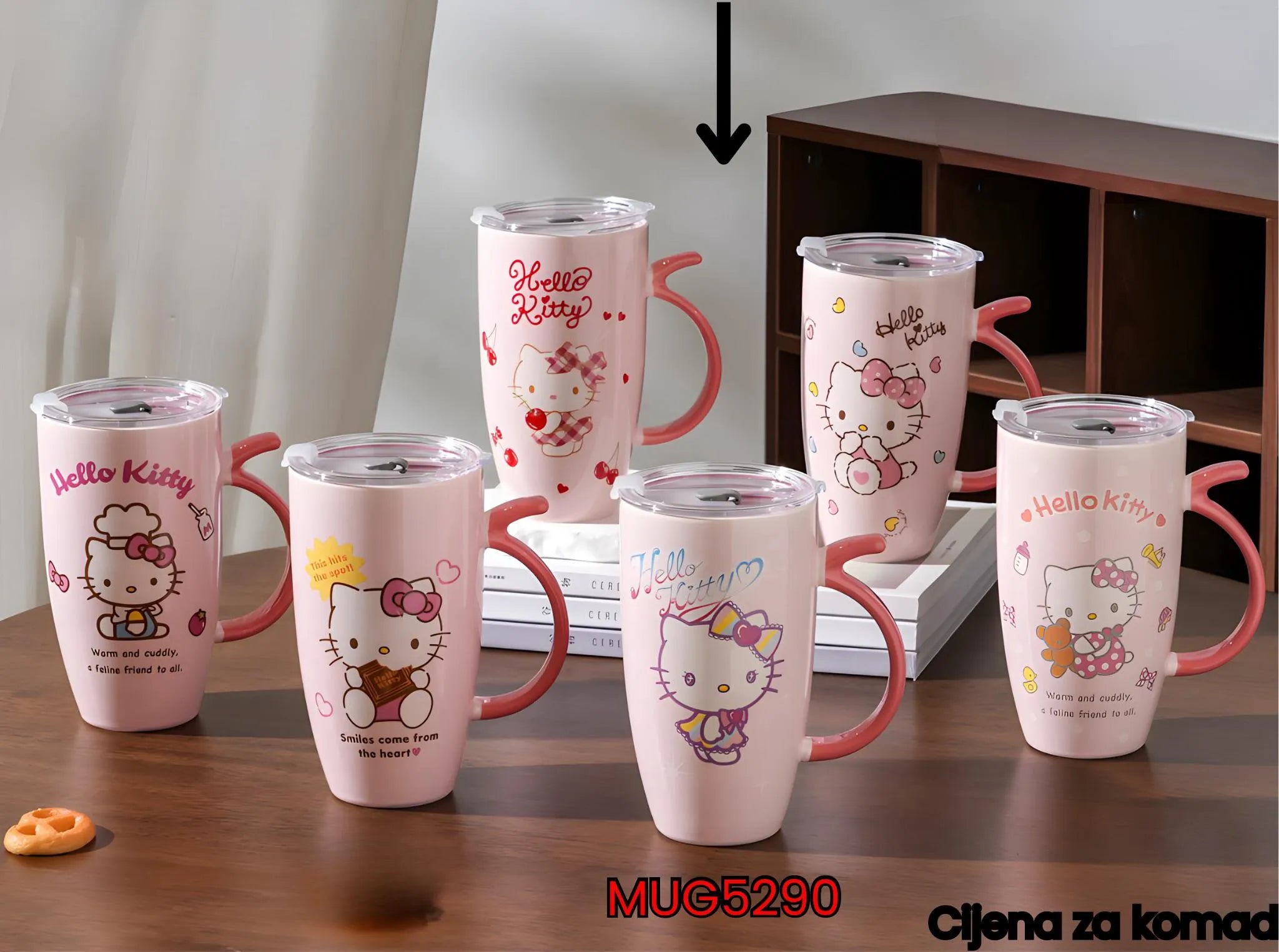 Pink Hello Kitty šolje s poklopcem u setu HELLO KITTY KERAMIČKA ŠOLJA