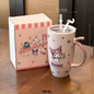 Pink Sanrio KUROMI keramička šolja set s poklopcem i slamkom u kutiji
