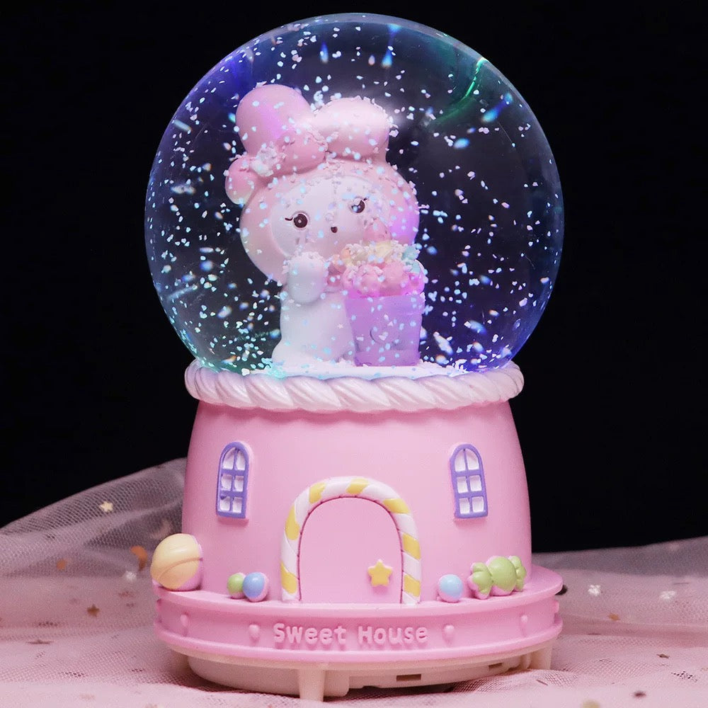 Pink bunny snow globe MY MELODY KUGLA, savršena ukrasna kugla za dekoraciju