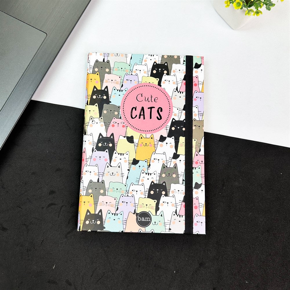 Cat-themed notebook with elastic closure from CUTE CATS ROKOVNIK