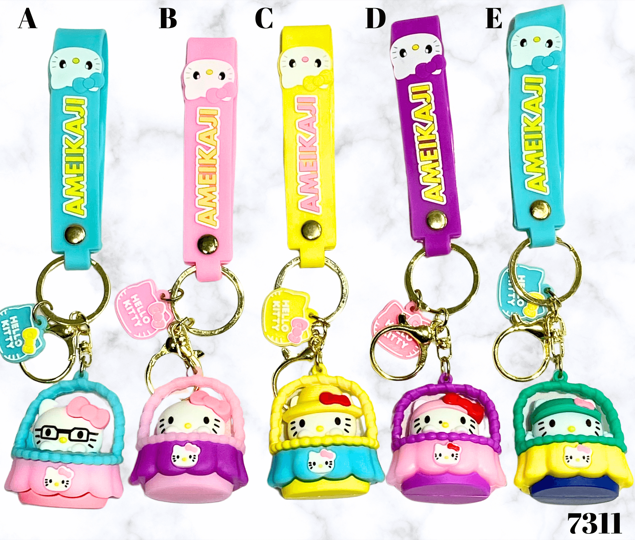 Šareni Hello Kitty privjesak u obliku košare s keychainom za ljubitelje