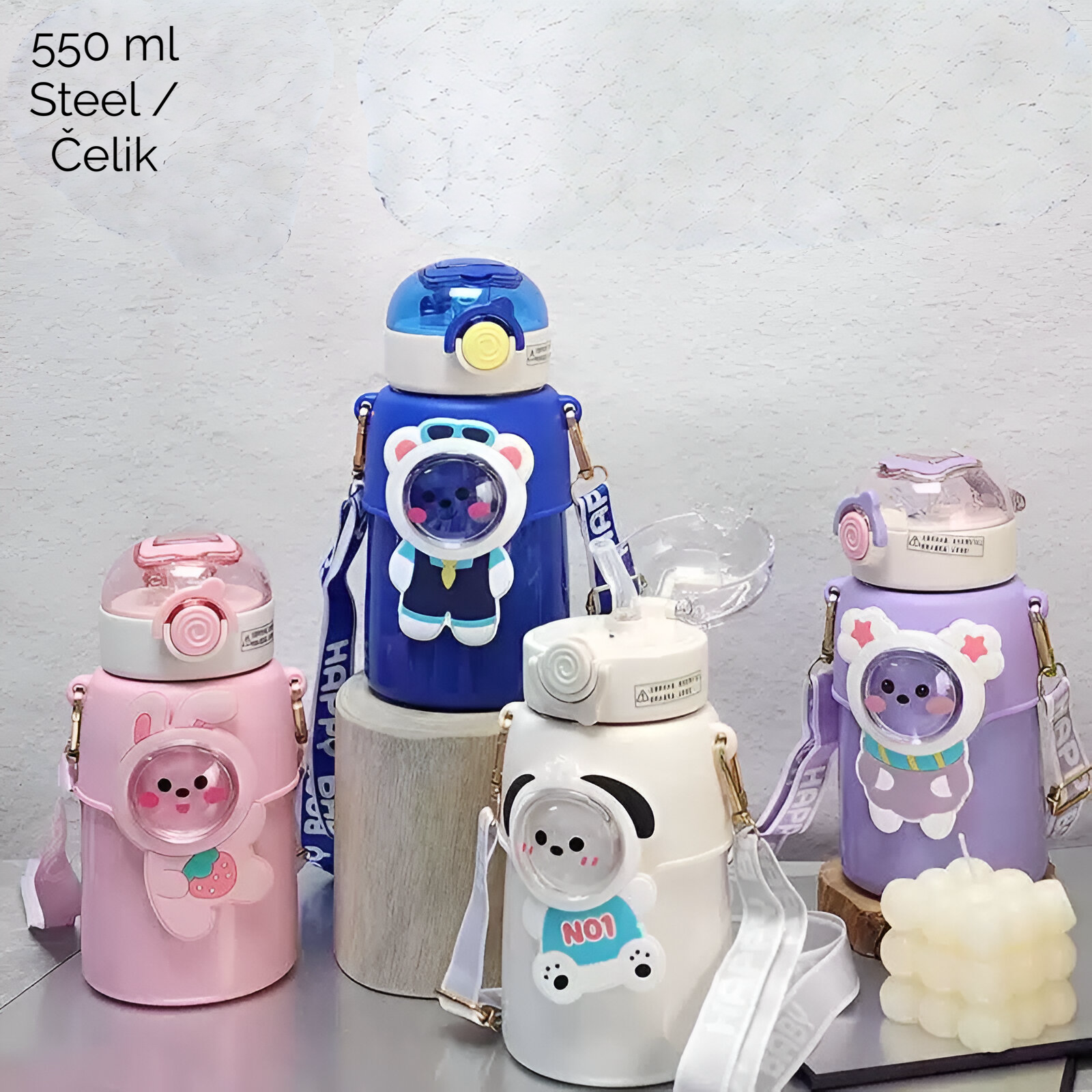 Colorful cartoon-themed FRUIT BEAR termos boca od nehrđajućeg čelika