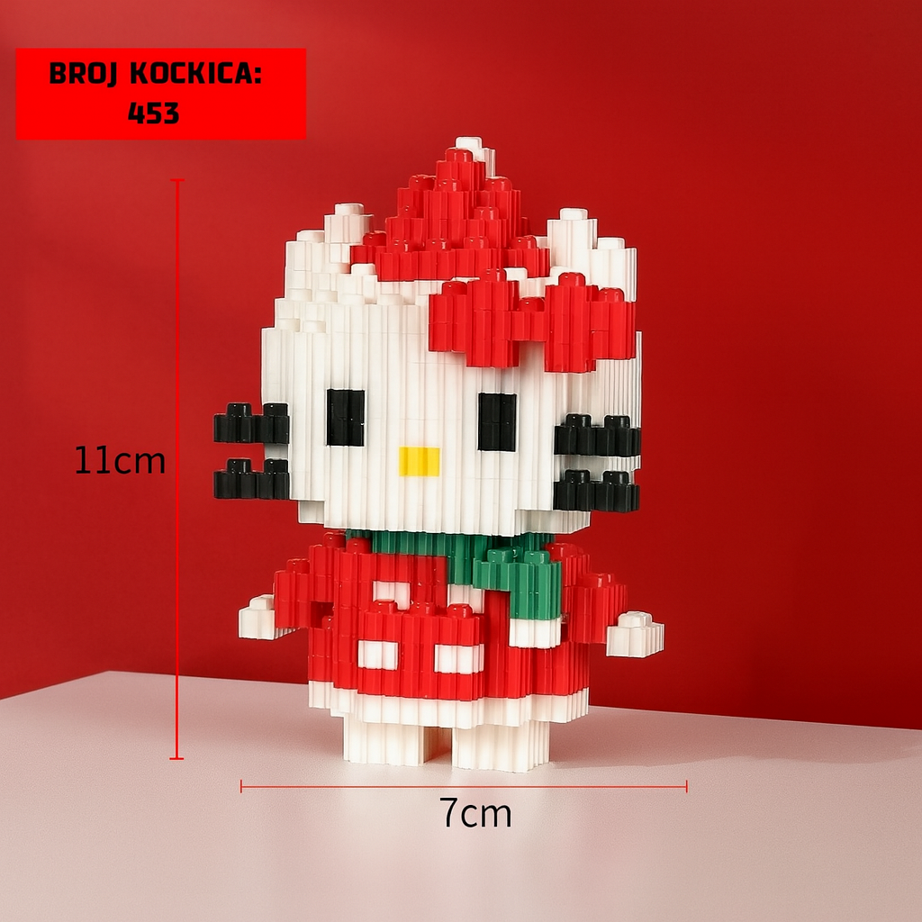 Crveni i bijeli Hello Kitty Lego set s 453 kockice i zelenim naglascima od plastike