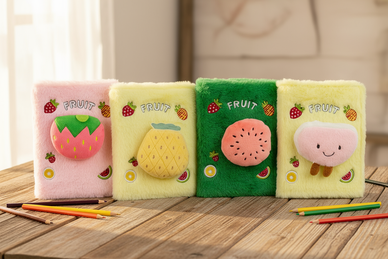 Pastel set voćnih gumica MIX FRUITS ROKOVNIK A5 s jagodom, ananasom, lubenicom i breskvom