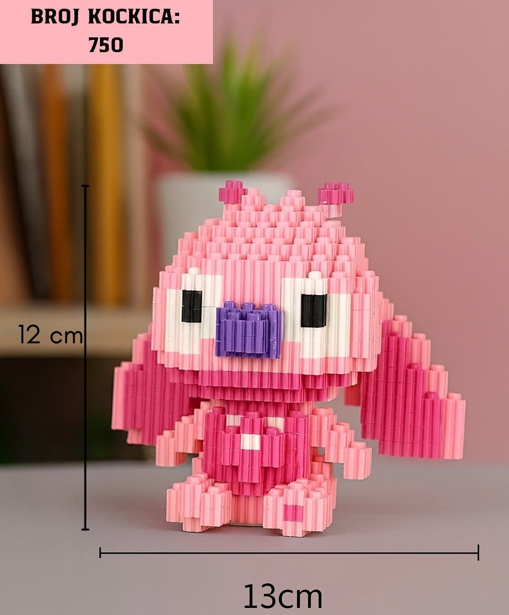 Roza i ljubičasti Stitch Lego set s 750 kockica, 13x12 cm