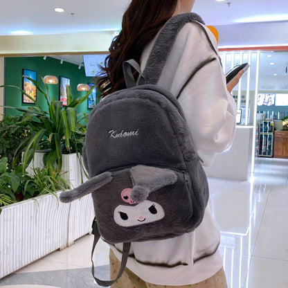 Gray plush Kuromi backpack from KUROMI PLIŠANA TORBICA collection