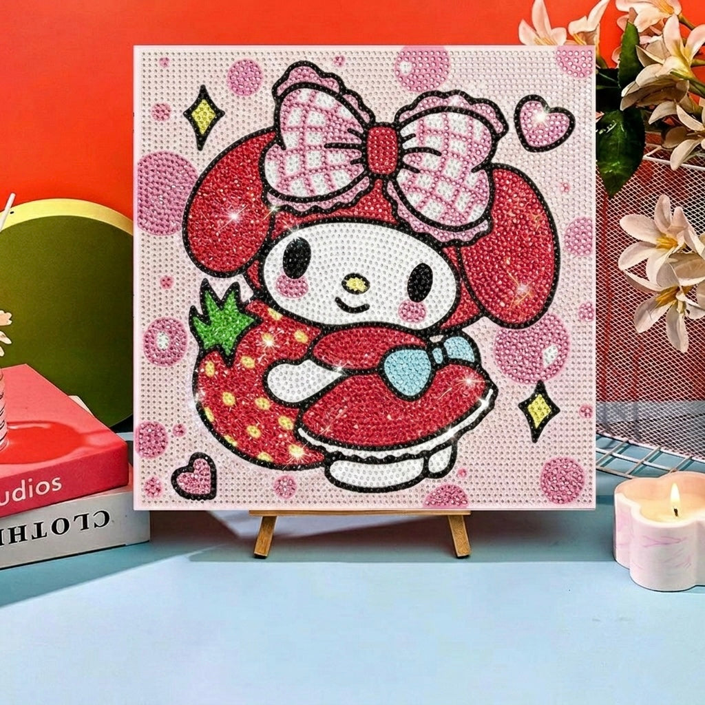 My Melody dijamanatska slika DIY 20x20 cm s jagodama i blistavim akcentima
