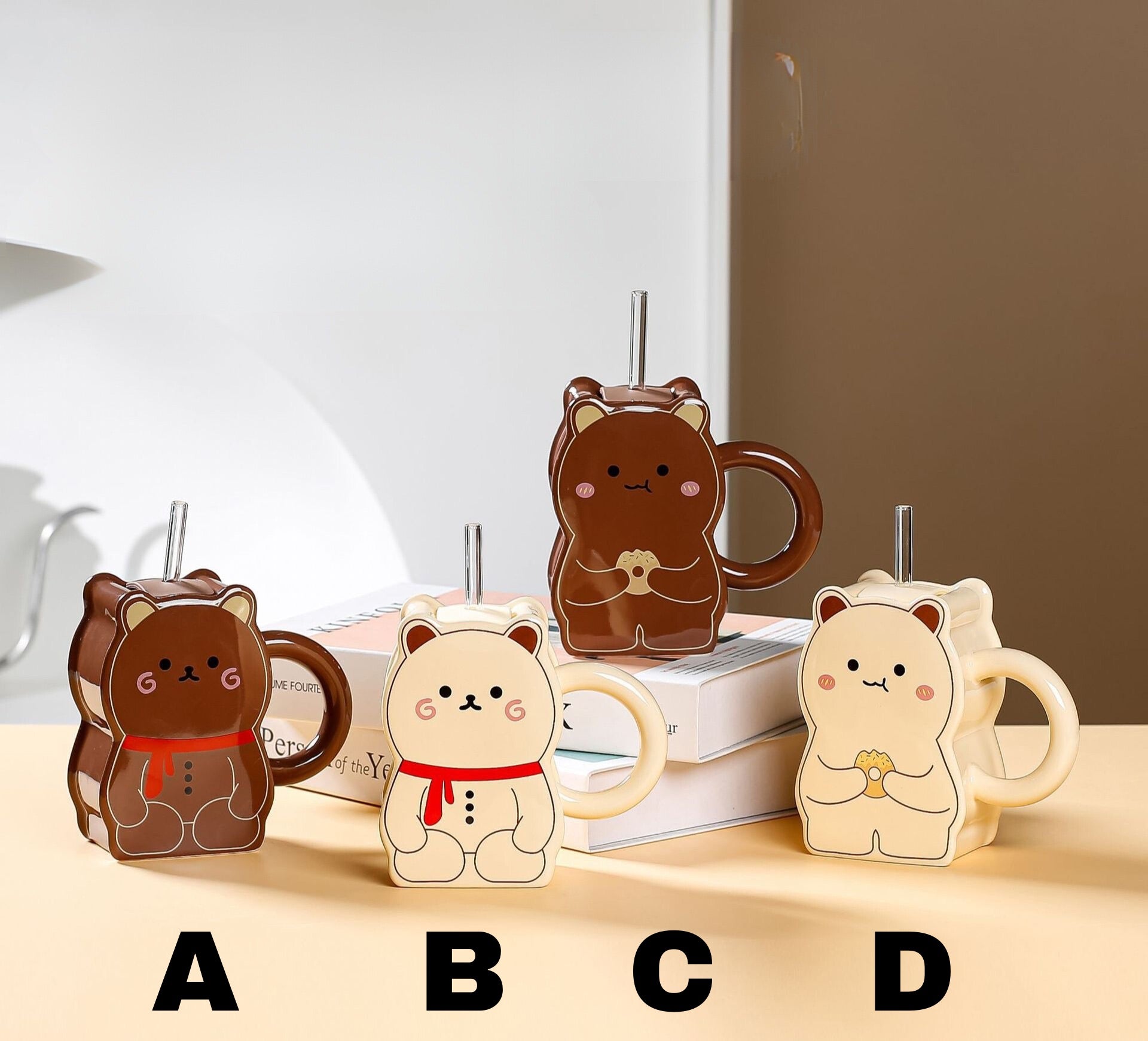 Slatke šolje u obliku medvjeda sa slamkama, Mačka Keramička Šolja