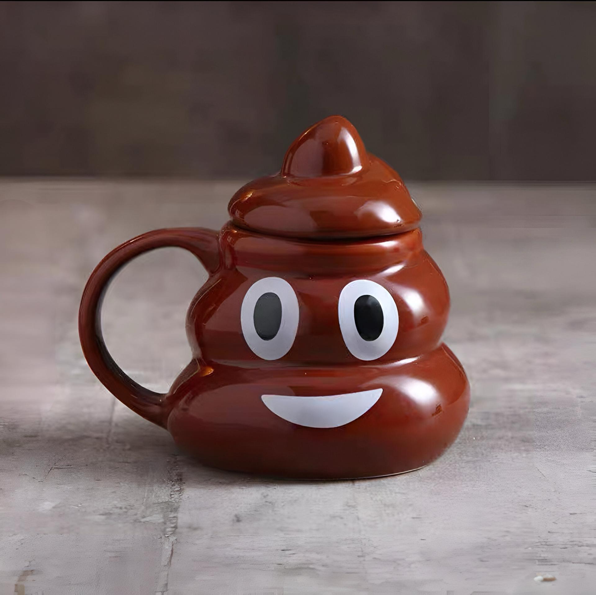 Brown poop emoji mug named POO :D KERAMIČKA ŠOLJA for fun coffee moments
