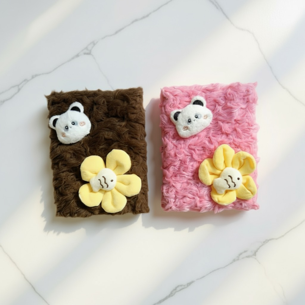 Smeđe i ružičaste meke rukavice s žutim cvjetnim i bijelim mačjim ukrasima