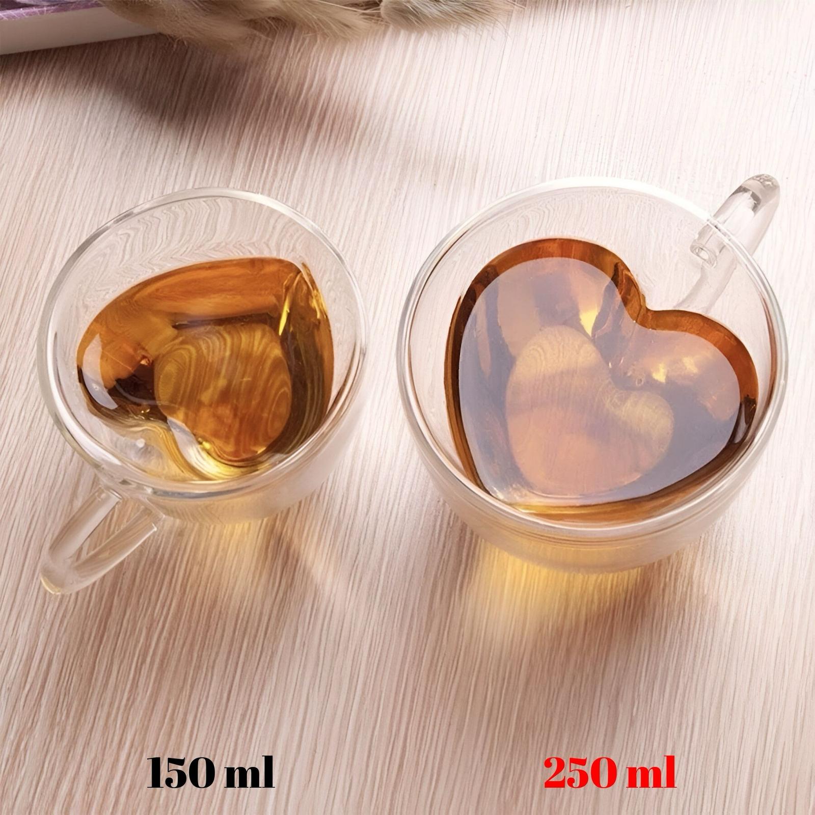 Srce Love duplo staklo srce šolja 250ml s amber tekućinom