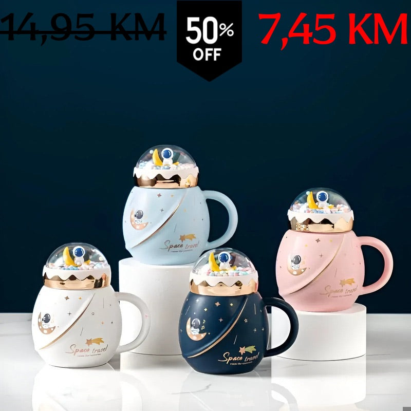 Prostorno tematske keramičke šolje s astronautima u pastelnim bojama
