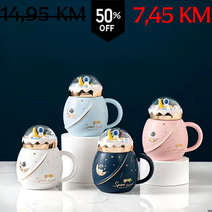 Prostorno tematske keramičke šolje s astronautima u pastelnim bojama