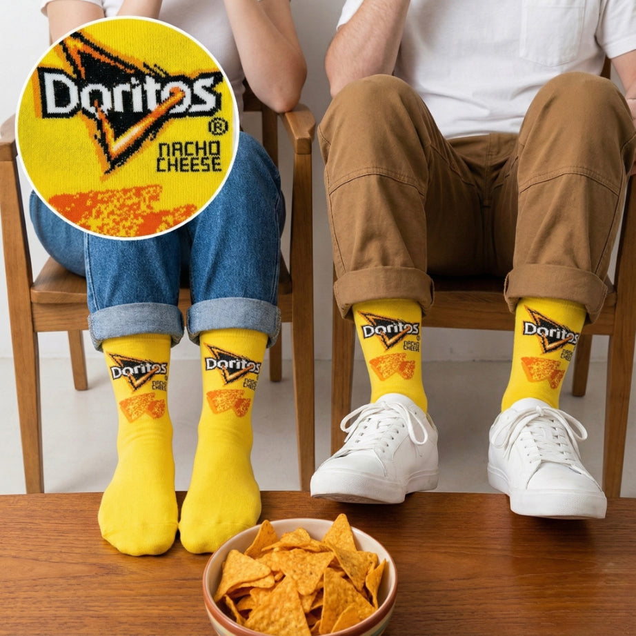 Žute Doritos čarape s logom i crtežima čipsa Nacho Cheese