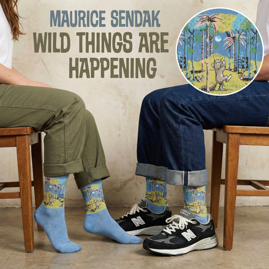 Svijetlo plave čarape s motivom divljih stvorenja Mauricea Sendaka u džungli